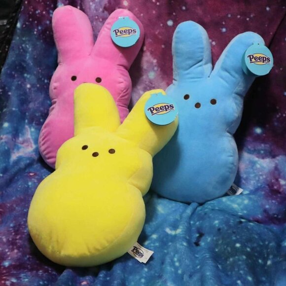 YELLOW PEEPS PLUSH NWT Bunny Toy Kids Easter Spring Large Classic Pillow Dorm - Picture 4 of 9